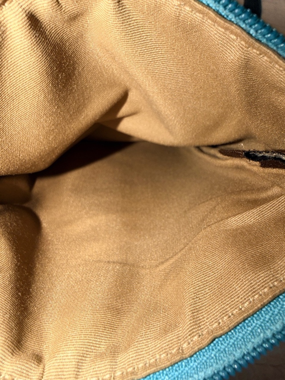 Coach Tan Signature Crossbody with Blue Leather Accents - Picture 3 of 8